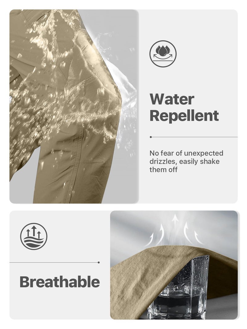 FREE SOLDIER Men's Outdoor Cargo Hiking Pants with Belt Lightweight Waterproof Quick Dry Tactical Pants Nylon Spandex (Sand 38W/30L) - Image 3